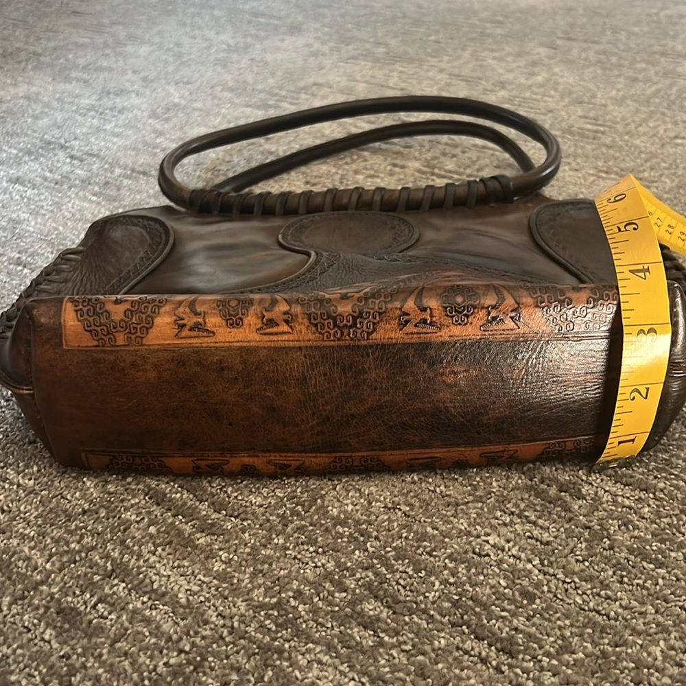 Anna Cainzo vintage leather brown tooled bag. - Picture 9 of 9